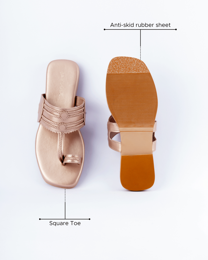 Rose Gold Solid Kolha Flats