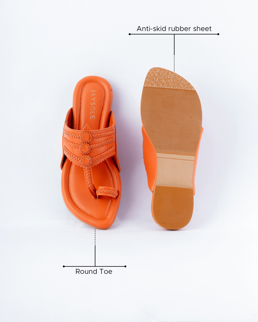 Marmalade Orange Solid Kolha Flats