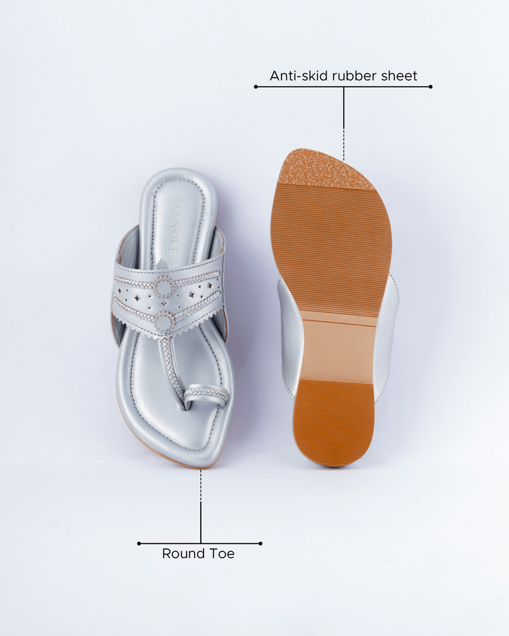 Silver Solid Kolha Flats