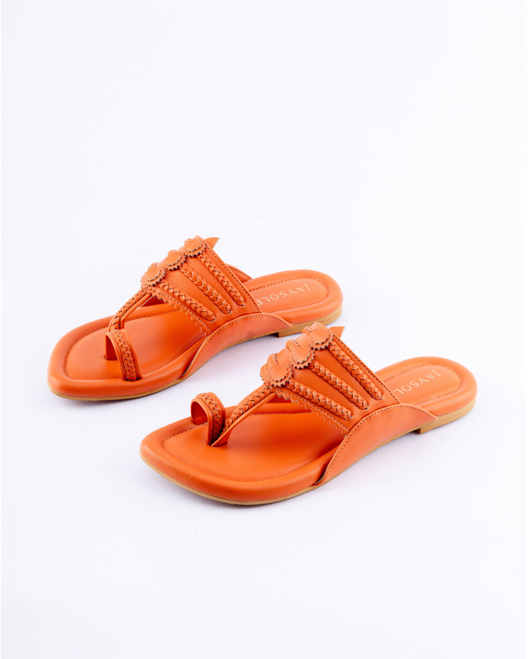 Marmalade Orange Solid Kolha Flats