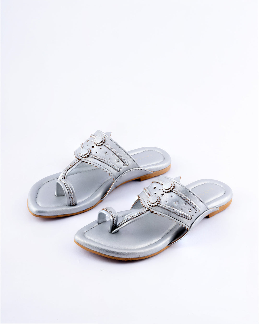 Silver Solid Kolha Flats