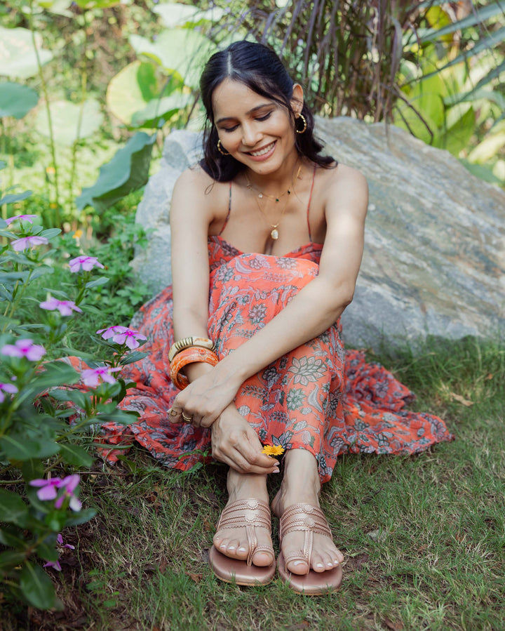 Rose Gold Solid Kolha Flats