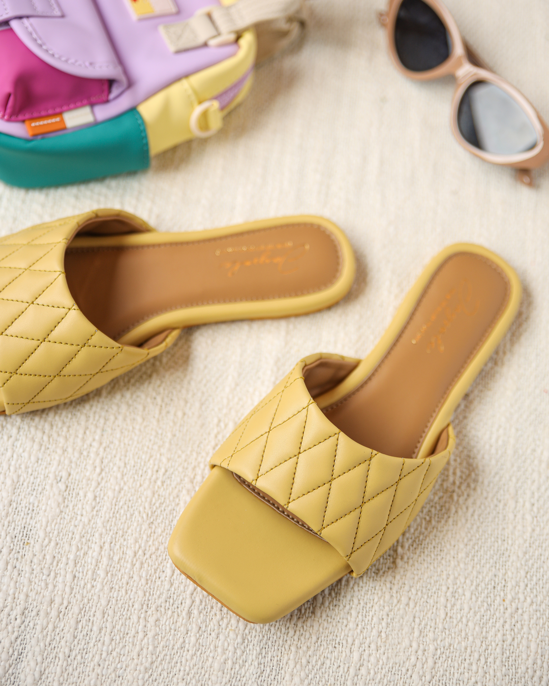 Summer Melon Quilted Slides