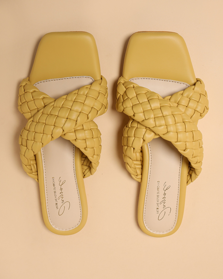 Blazing Yellow Braided Flats