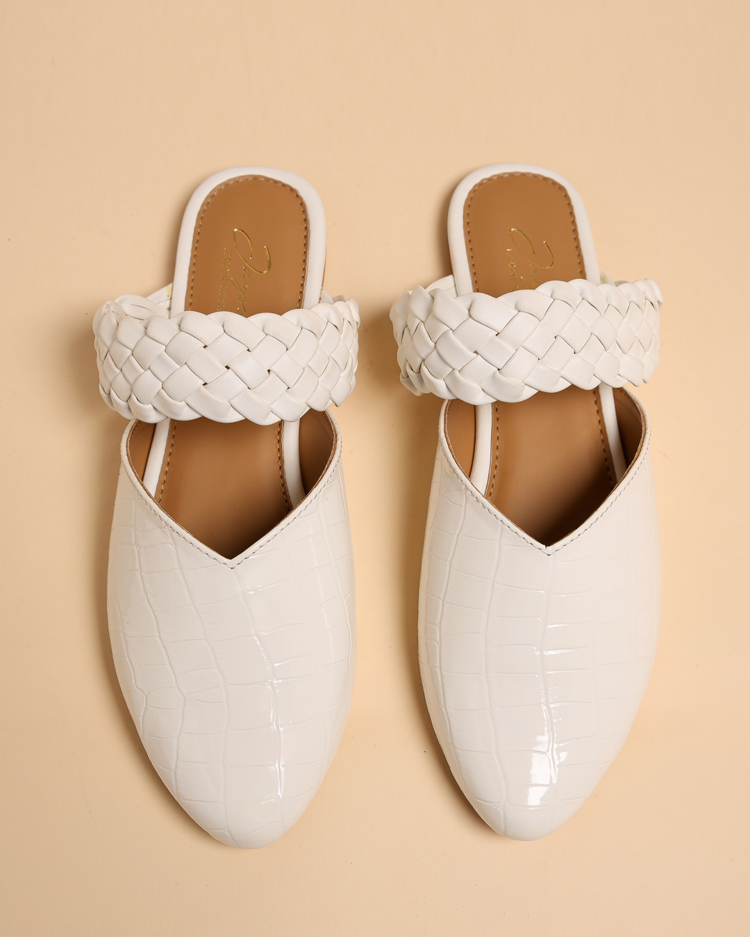 Bright White Braided Mules