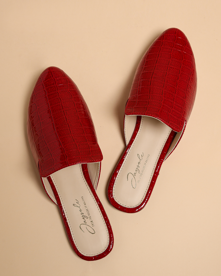 Urban Red Leather Mules