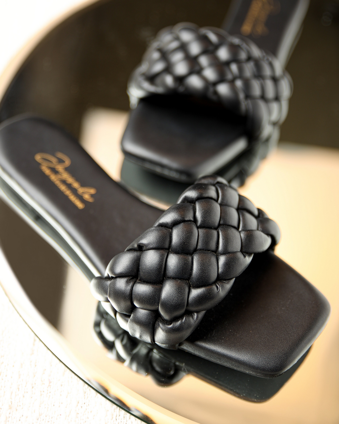 Mallard Black Braided Slides