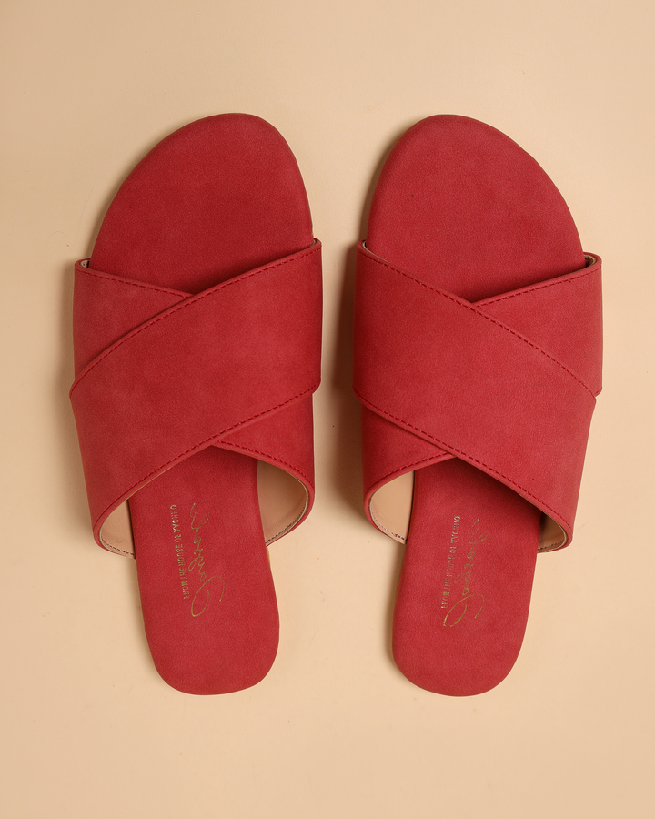 Sunkissed Coral Suede Flats