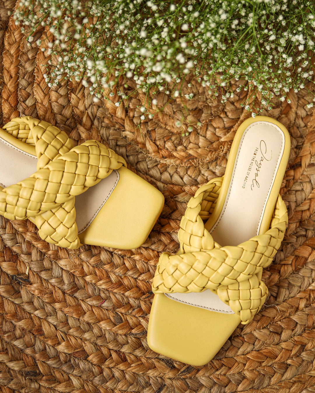 Blazing Yellow Braided Flats